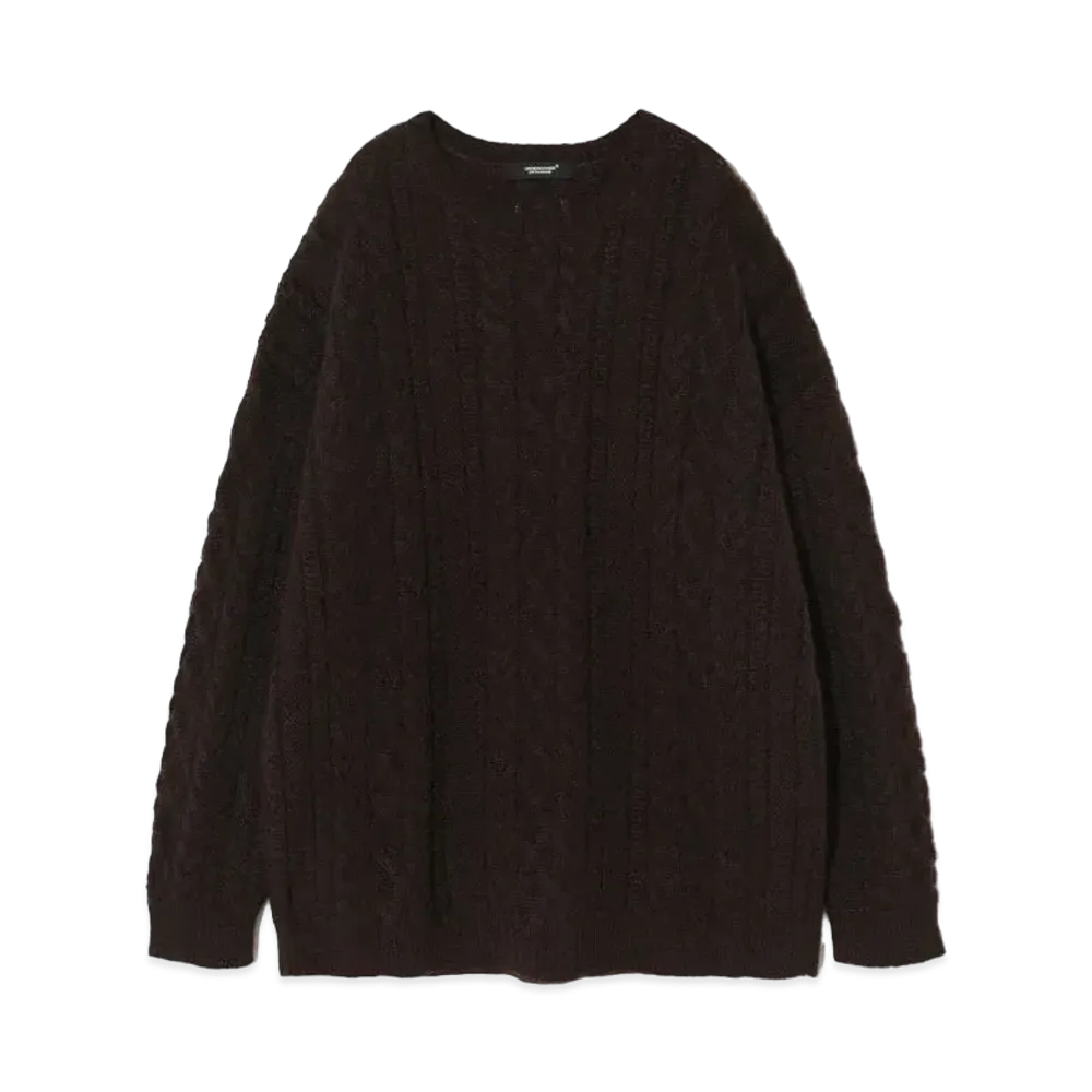 UNDERCOVER Wool Nylon Blend Mohair Knit Pullover "Brown"