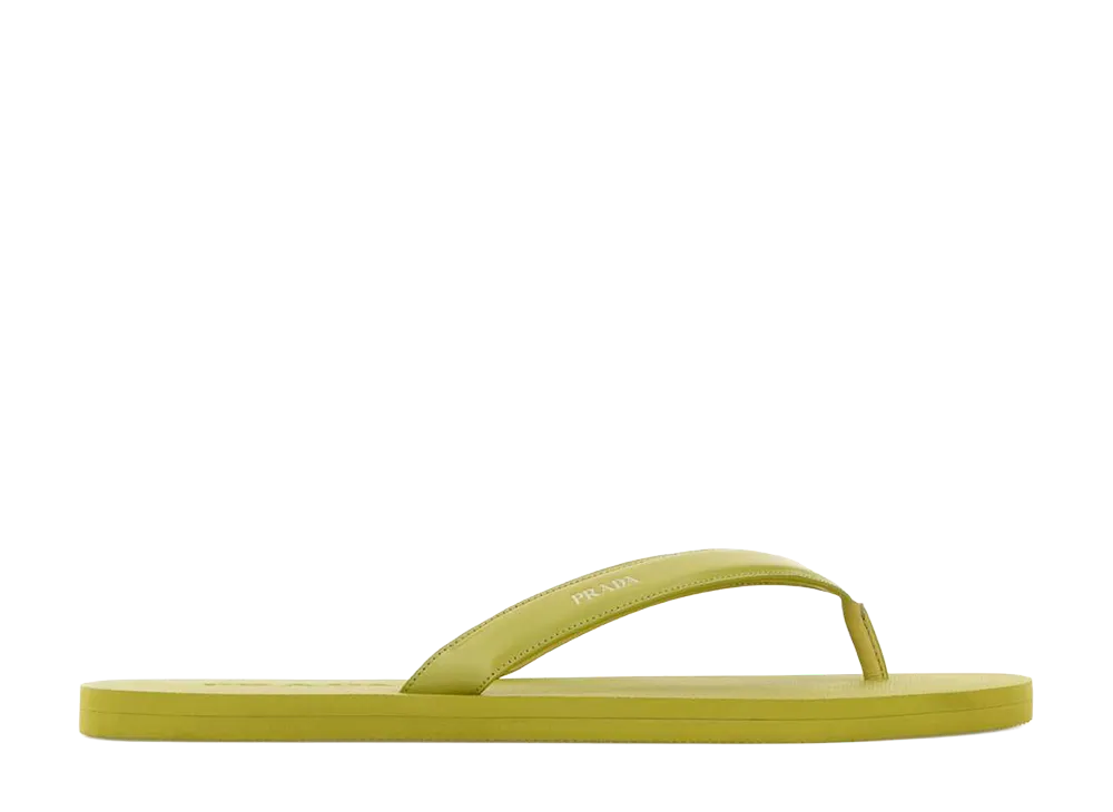 PRADA Pastel Leather Thong Slippers "Green"