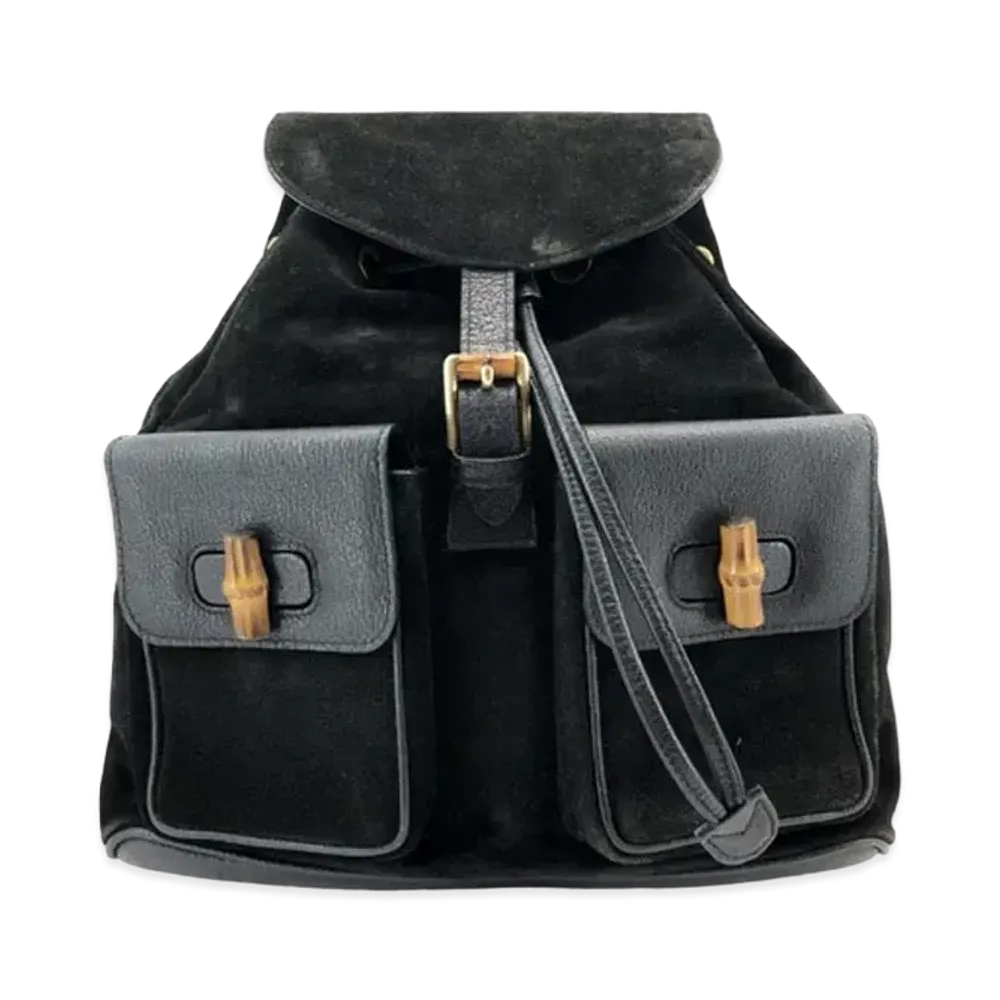 GUCCI Backpack Bamboo Suede "Black"