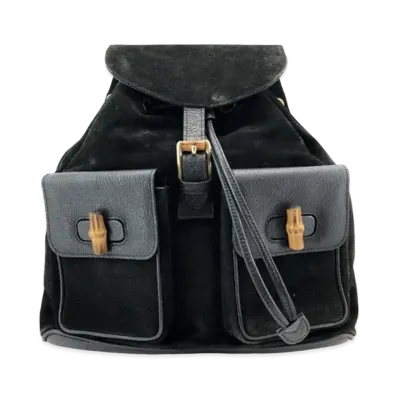 GUCCI Backpack Bamboo Suede "Black"