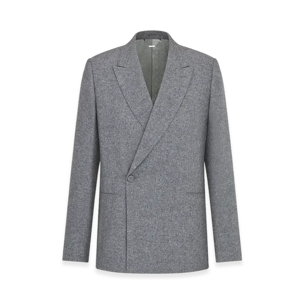 Dior Icons Oblique Silk Cashmere Flannel Jacket "Gray"