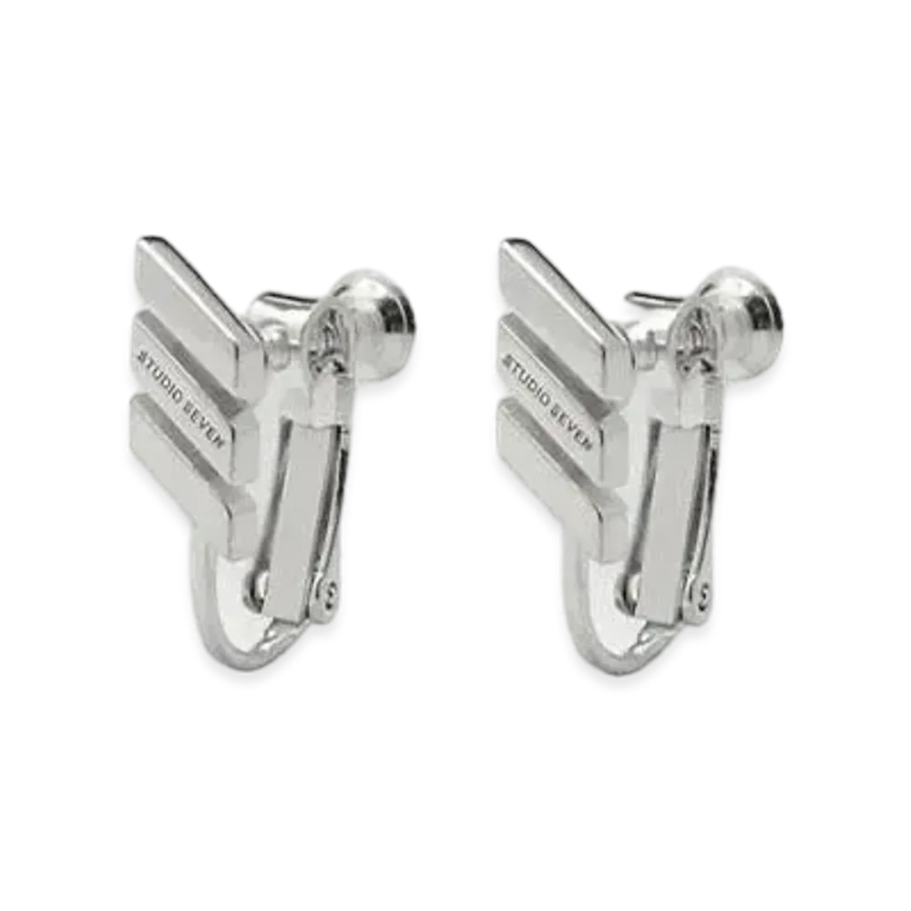 STUDIO SEVEN Caution Logo Crip Earrings SLV "SILVER"