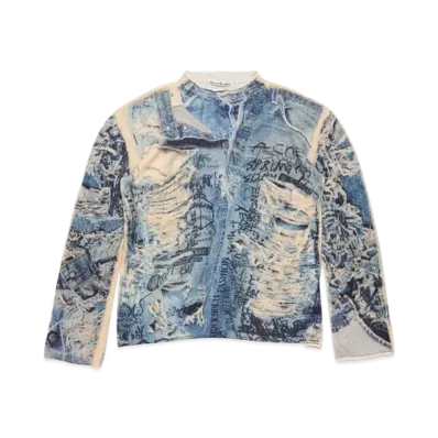 Acne Studios Printed Sweater "Denim Blue"