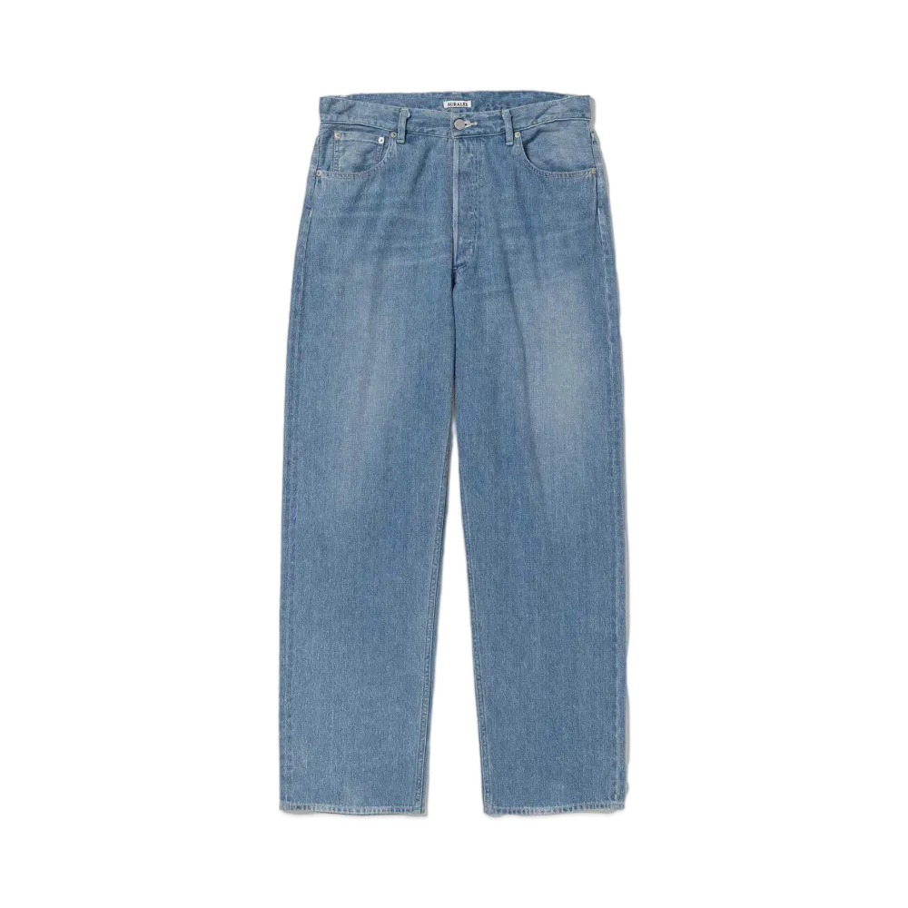 AURALEE Selvedge Faded light Denim Wide Pants "Light Indigo"