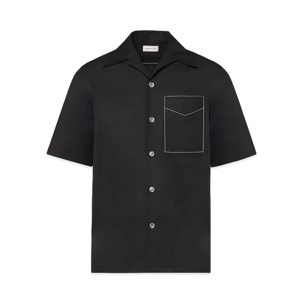 Alexander McQUEEN Contrast Stitch Hawaiian Shirt "Black"
