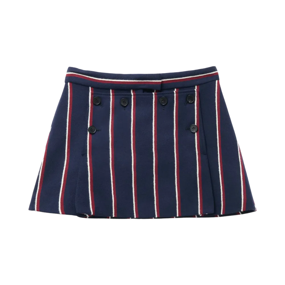 Alexander McQUEEN College Stripe Mini Skirt "Navy/Burgundy"