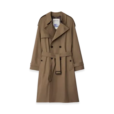 Burberry Long Gabardine Chestwood Trench Coat "Clay Brown"