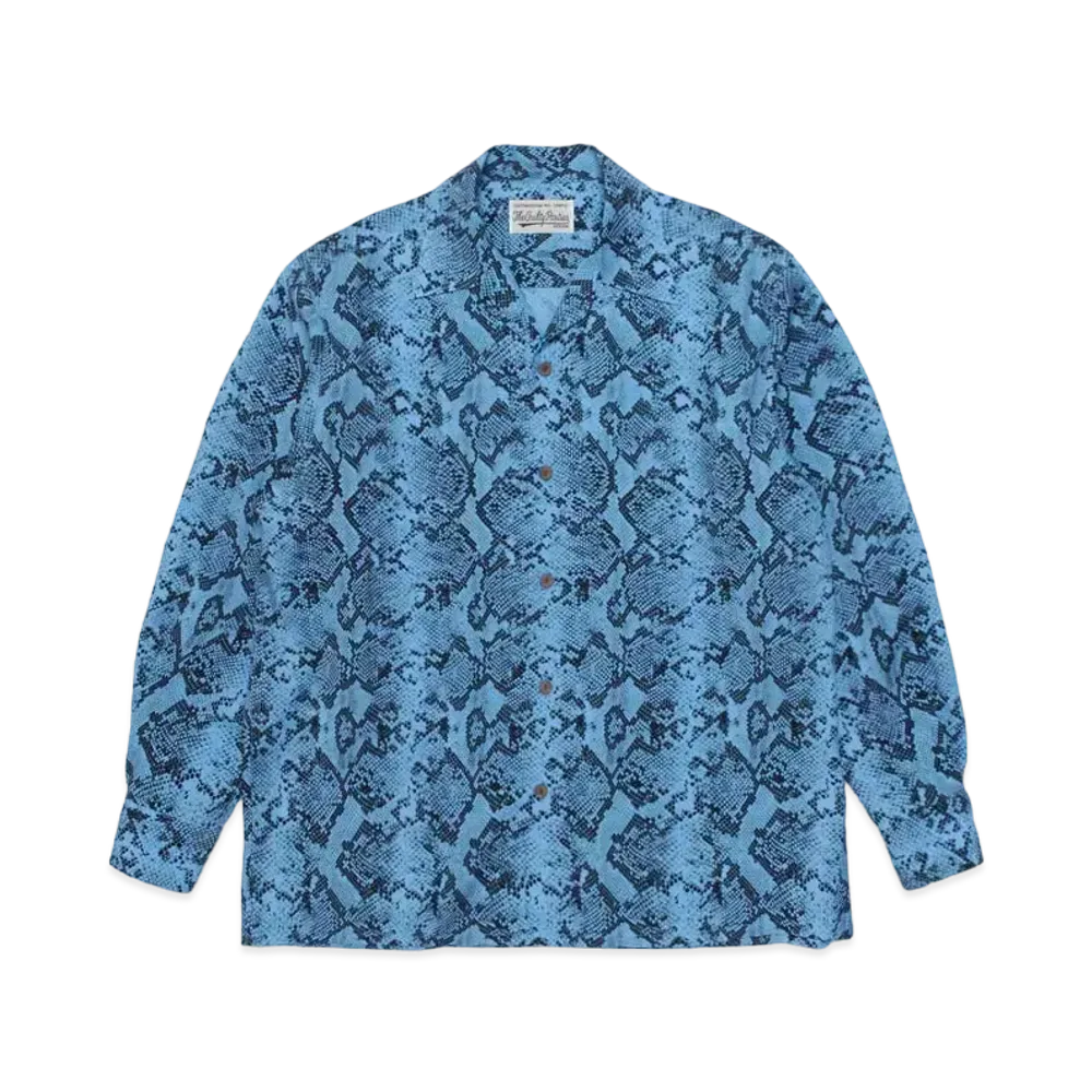 WACKO MARIA PYTHON OPEN COLLAR SHIRT "Blue"