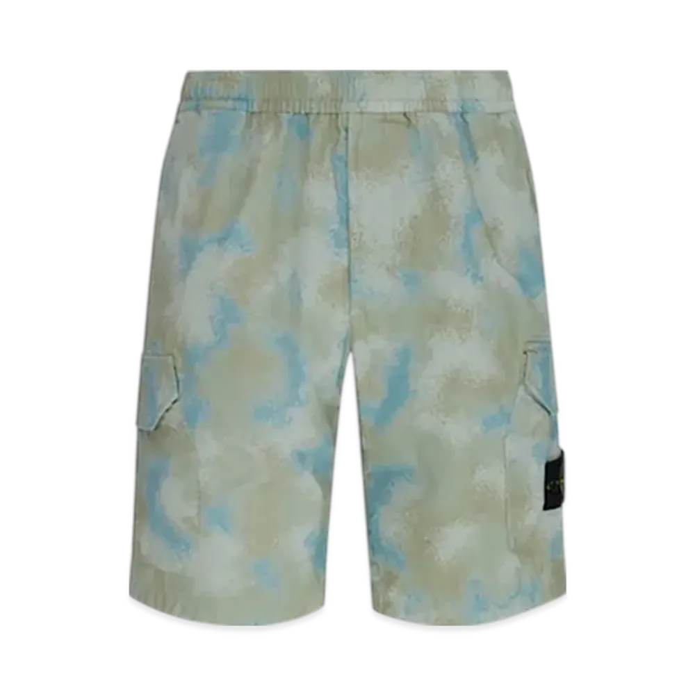 Stone Island Camo Devore Cargo Short "Dove Grey"