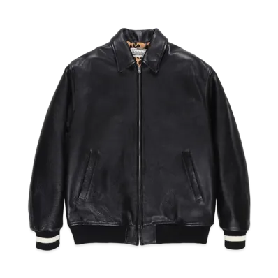 WACKO MARIA LEATHER VARSITY JACKET "Black"