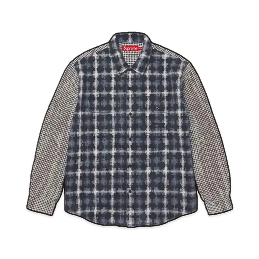 Supreme Houndstooth Plaid Flannel Shirt "Navy"