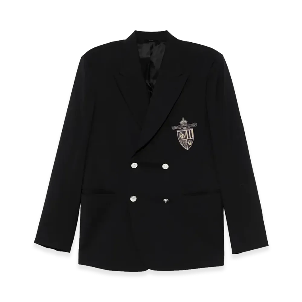 FENDI Straight Cut Double Breasted Wool Jacket "Dark Blue"
