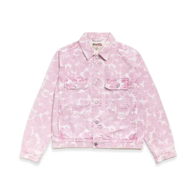 Stussy Denim Trucker Jacket "Pink Hawaiian"
