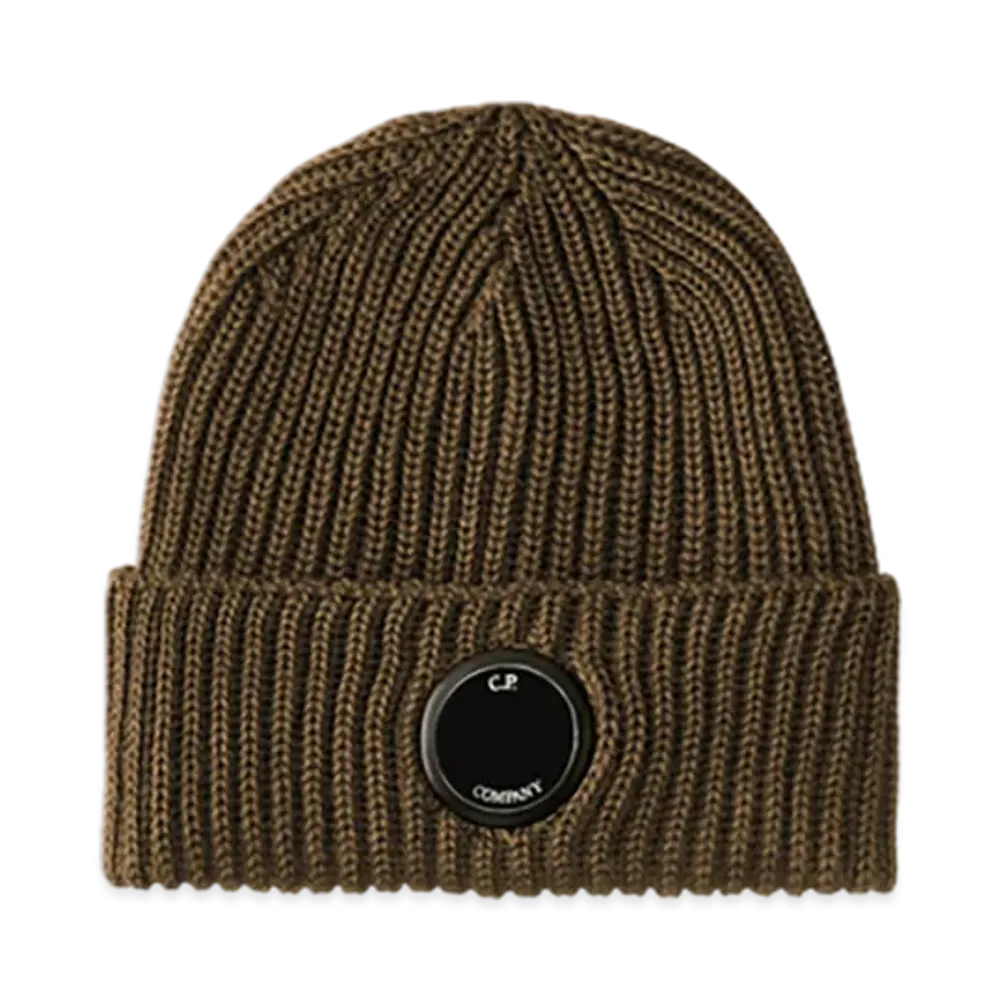 C.P. Company Extra Fine Merino Wool Lens Beanie "Ivy Green"