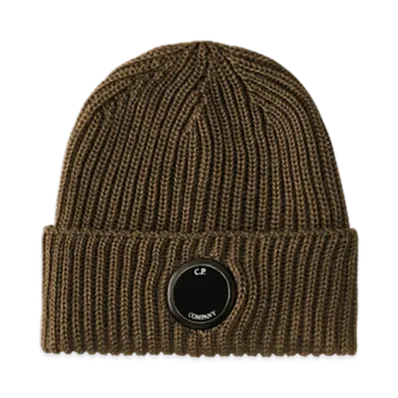 C.P. Company Extra Fine Merino Wool Lens Beanie "Ivy Green"