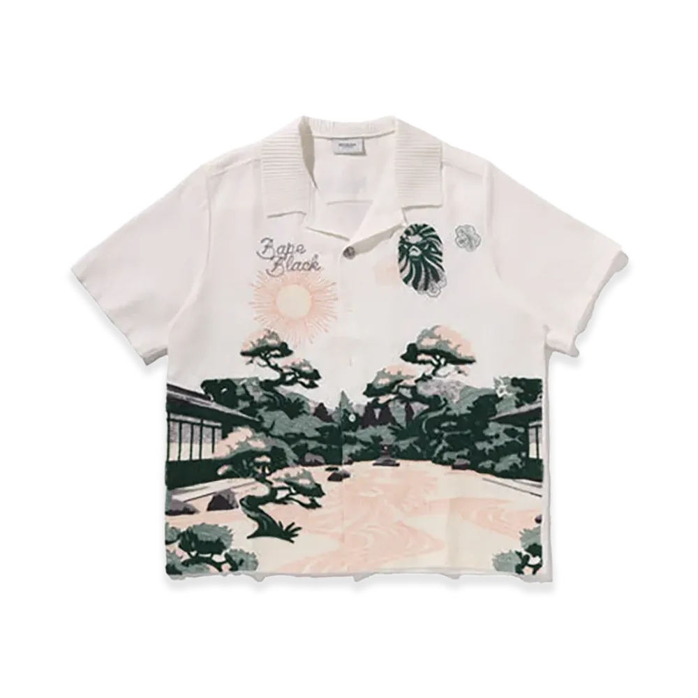 A BATHING APE Bape Black Landscape Emb Shirt "Ivory"