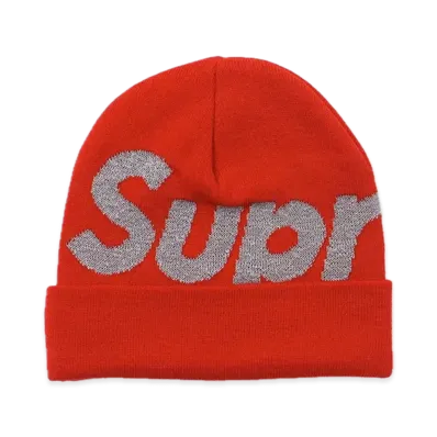 Supreme Reflective Big Logo Beanie "Red"