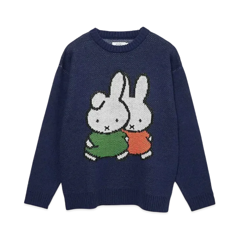 graniph x Miffy & Darn Washable Jacquard Knit "Navy"