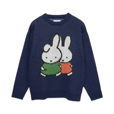 graniph x Miffy & Darn Washable Jacquard Knit "Navy"