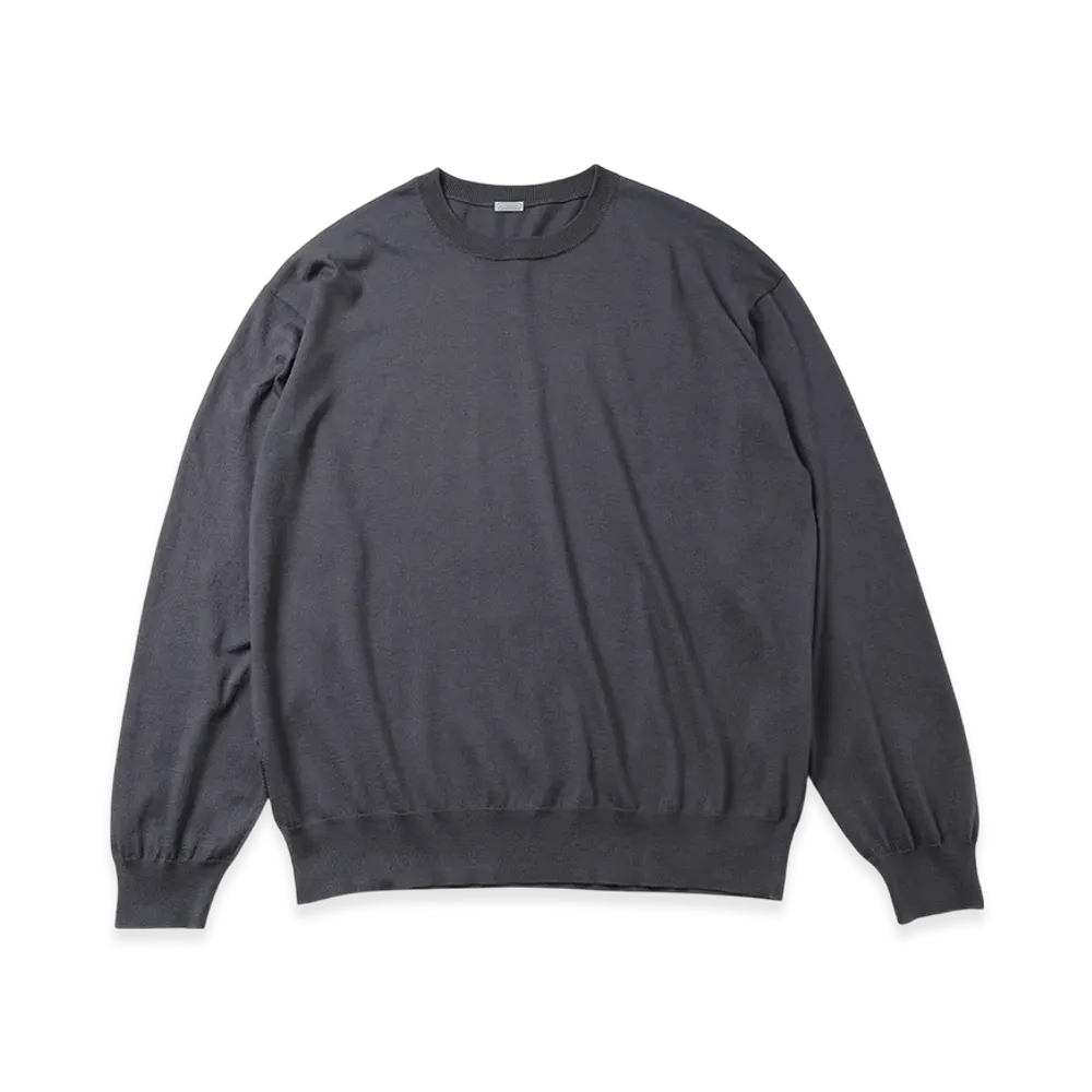 A.PRESSE Wool Cotton High Gauge Crew Neck Sweater "Gray"