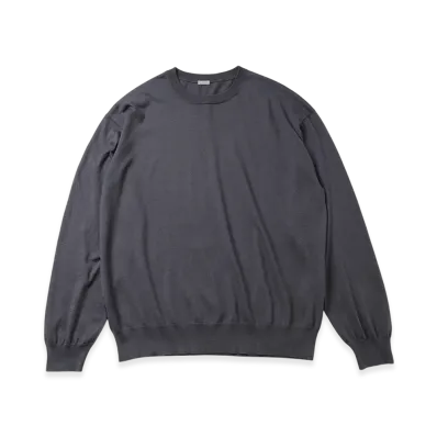 A.PRESSE Wool Cotton High Gauge Crew Neck Sweater "Gray"