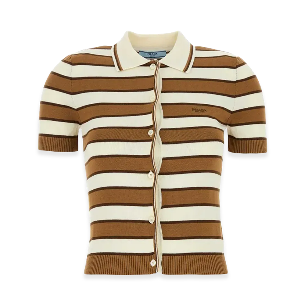 PRADA Women's Embroidecotton Cardigan "Stripped"