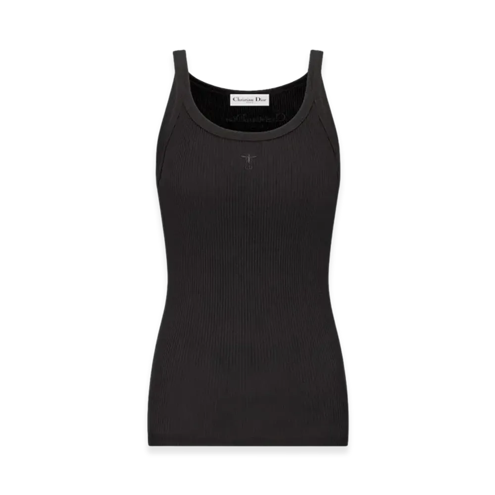 Dior Women's Essentials Ribbed Cotton Jersey Tank Top "Black"