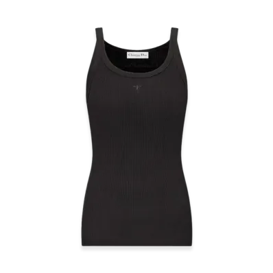Dior Women's Essentials Ribbed Cotton Jersey Tank Top "Black"