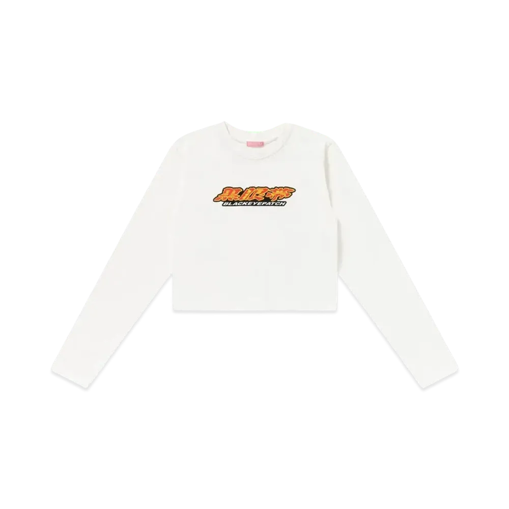 BlackEyePatch Women's Kurogantai Cropped L/S Tee "White"