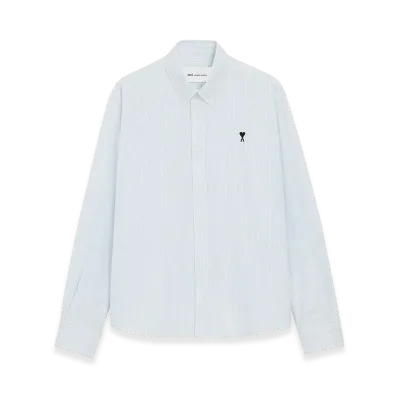 AMI PARIS Cotton Button Down Ami De Coeur Shirt "Blue"