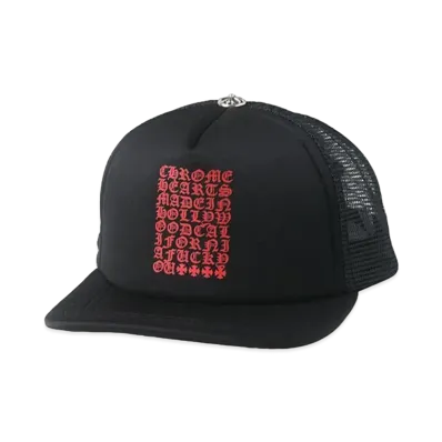 Chrome Hearts Trucker Cap King Taco CH Scroll "Black/Red"