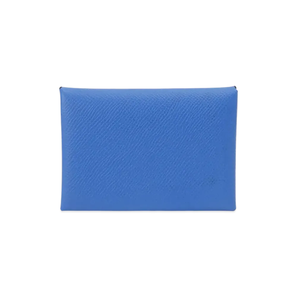Hermes Calvi Duo Verso Bi-fold Wallet Coin Case "Bleu Hydra/Deep Bleu"
