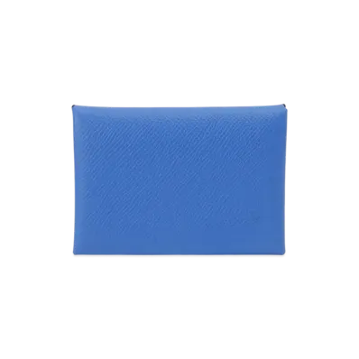 Hermes Calvi Duo Verso Bi-fold Wallet Coin Case "Bleu Hydra/Deep Bleu"
