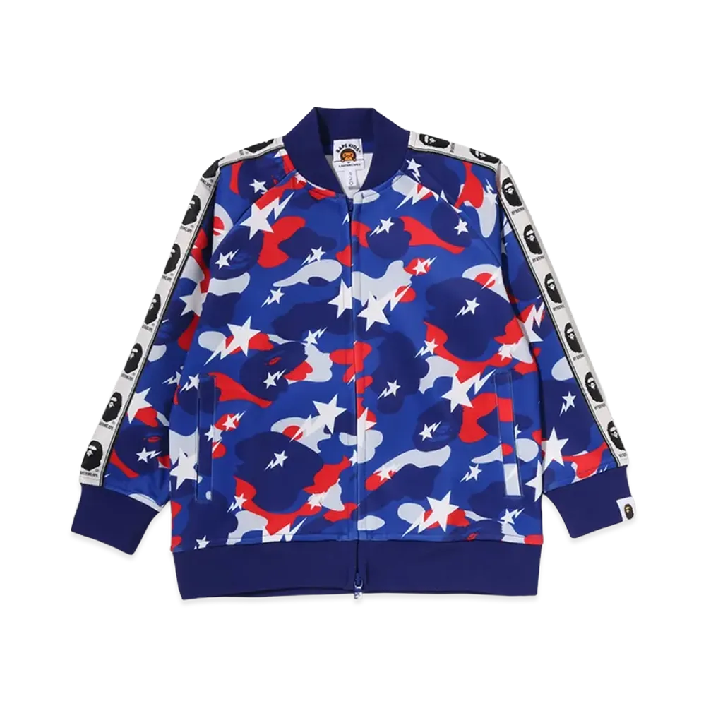 A BATHING APE Kids Sta Strike Camo Tape Track Jacket "Blue"