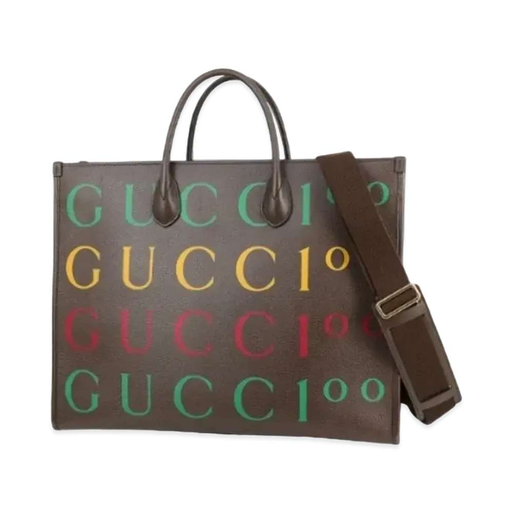 GUCCI Tote Bag 100th Anniversary Limited Leather "Brown"