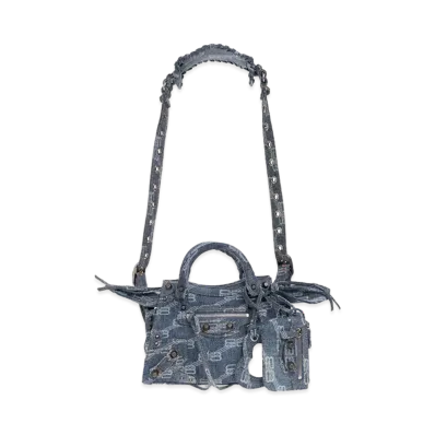 BALENCIAGA Neo Cagole XS Handbag BB Monogram Bleached Denim "Blue"