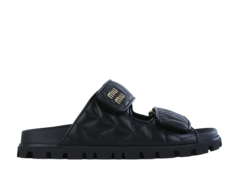 MIU MIU Women's Matelassé Nappa Sandals "Black"