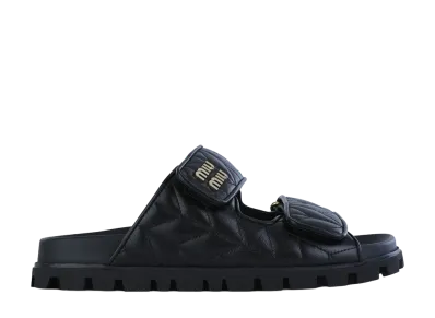 MIU MIU Women's Matelassé Nappa Sandals "Black"