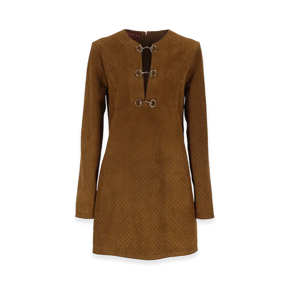 GUCCI Women's Suede Dress "Brown"