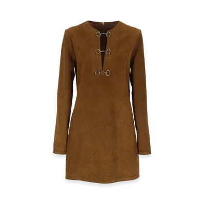 GUCCI Women's Suede Dress "Brown"