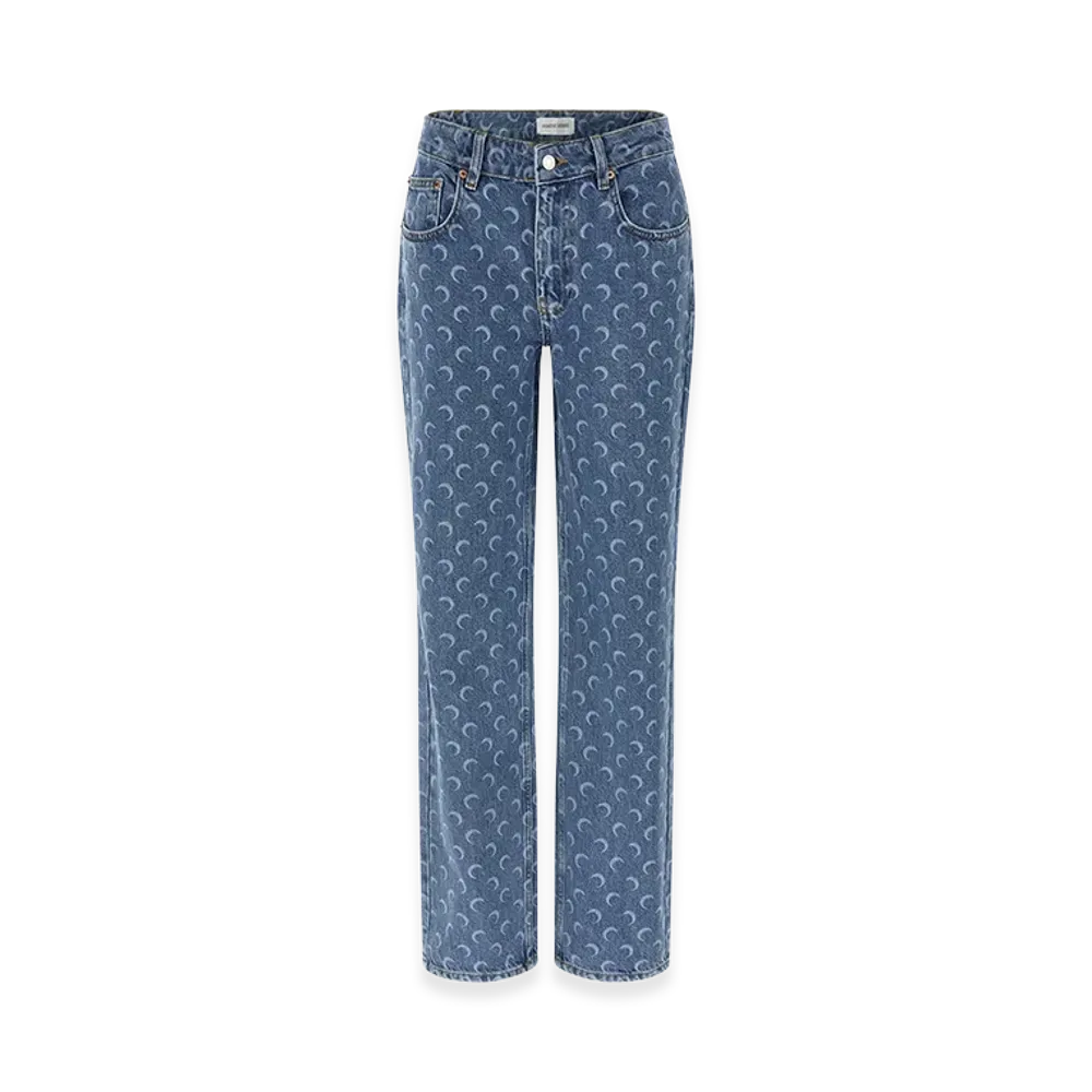 Marine Serre Women's Printed Denim Jeans "Blue"
