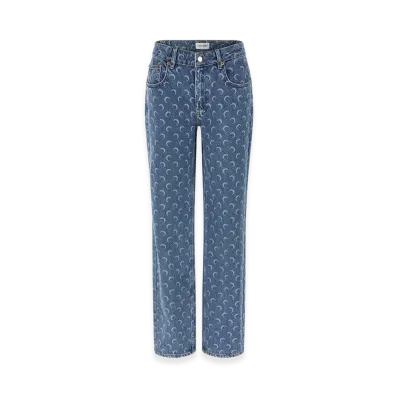 Marine Serre Women's Printed Denim Jeans "Blue"