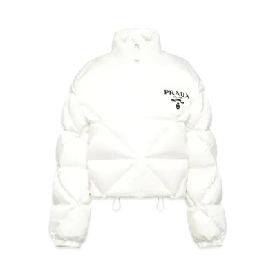PRADA Re-Nylon Gabardine Cropped Down Jacket "White"