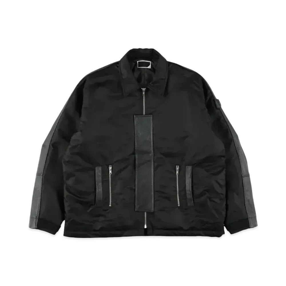 PHINGERIN Part Leather Trucker Jacket "Black"