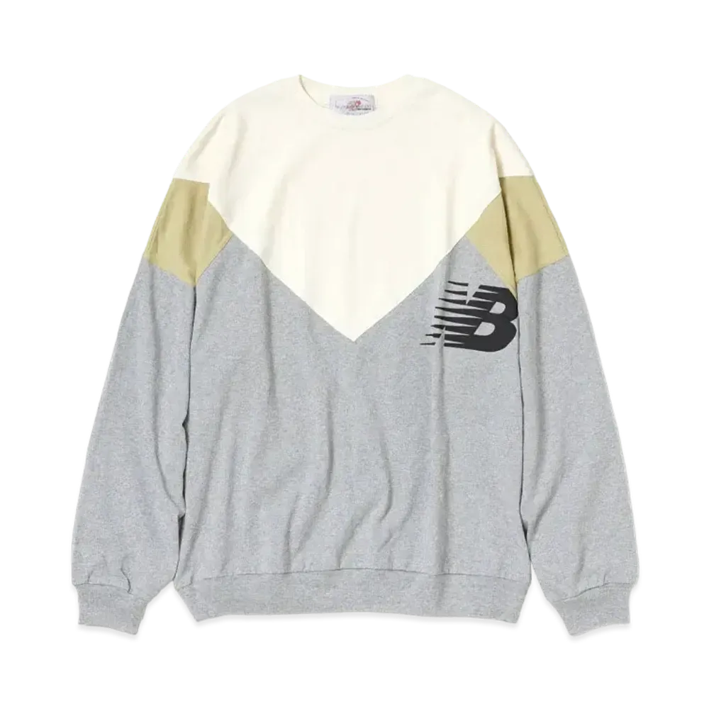 AURALEE x New Balance x TDS Blocked Single Jersey Crew "Beige/Gray"
