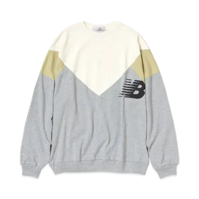 AURALEE x New Balance x TDS Blocked Single Jersey Crew "Beige/Gray"