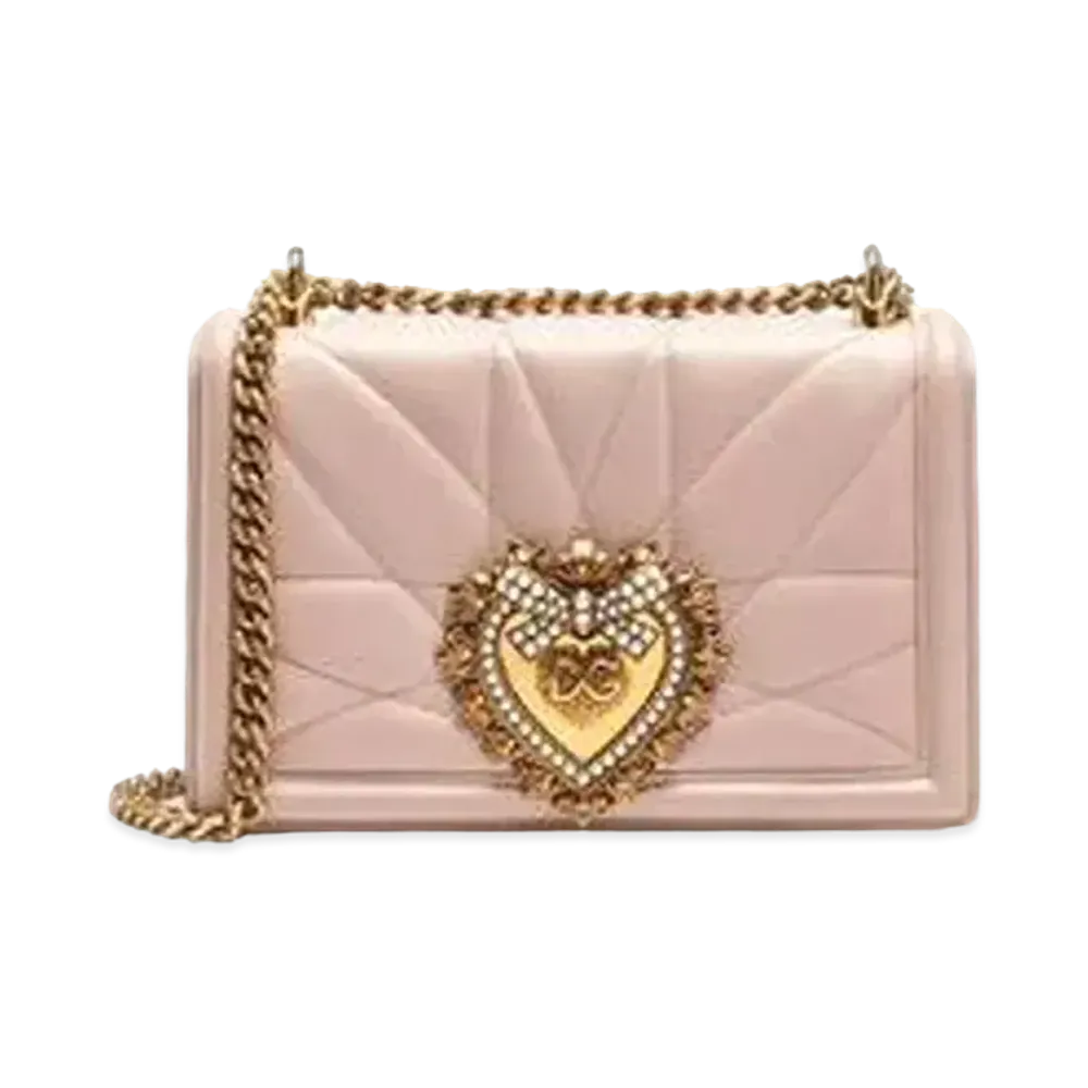 Dolce&Gabbana Devotion Bag Medium Size Matrasse Nappa Leather "Pale Pink"