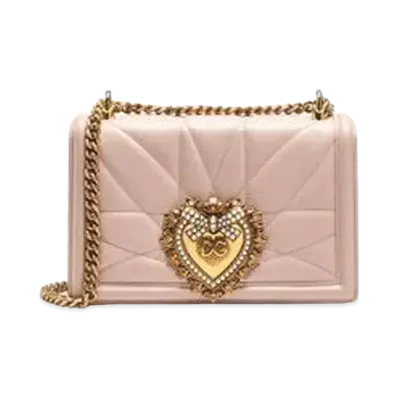 Dolce&Gabbana Devotion Bag Medium Size Matrasse Nappa Leather "Pale Pink"