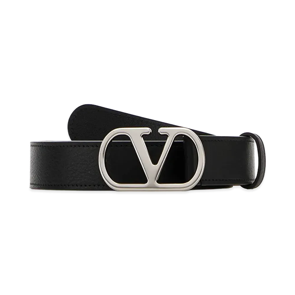Valentino Leather Vlogo Belt "Black"