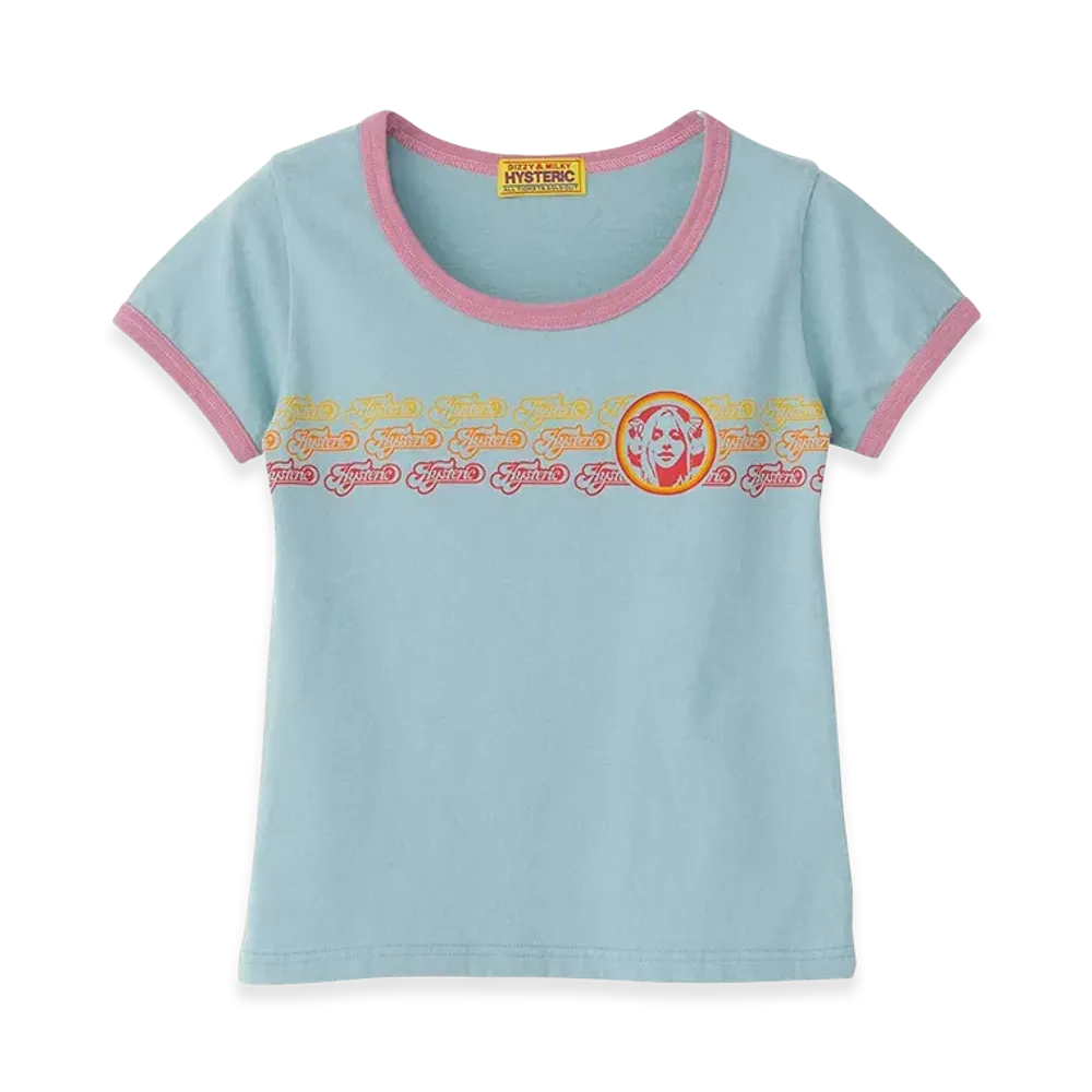 HYSTERIC GLAMOUR Women's Creamy Logo Line Baby Tee "Green"